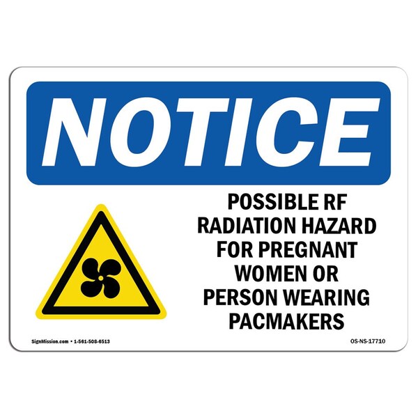 OSHA, Possible RF Radiation Hazard With Symbol, 24in X 18in Rigid Plastic, OS-NS-P-1824-L-17710